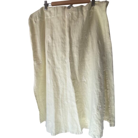 Kiko Sleeveless Linen Maxi Dress Women M Floral Embroidery Button-Back Yellow - Picture 7 of 10